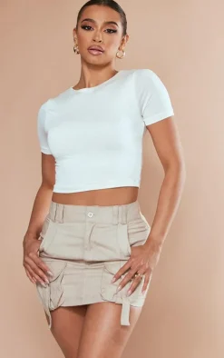 Desert Sand Cargo Pocket Detail Micro Mini Skirt