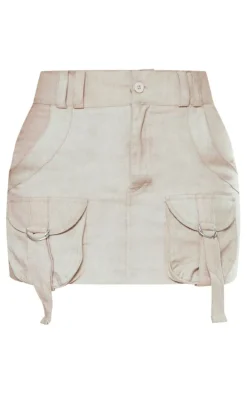 Desert Sand Cargo Pocket Detail Micro Mini Skirt