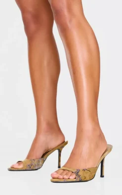 Devore Print Round Toe High Stiletto Heeled Mules
