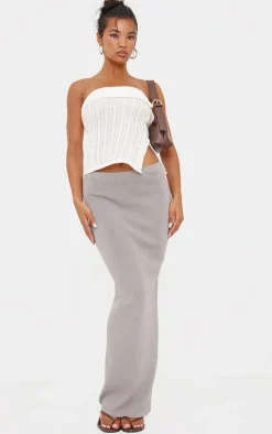Dove Grey Fine Knit Maxi Skirt