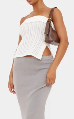 Dove Grey Fine Knit Maxi Skirt