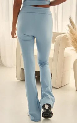 Dusky Blue Snatched Sculpt Foldover Pants