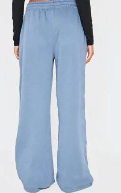 Dusty Blue Drawcord Wide Leg Sweatpants