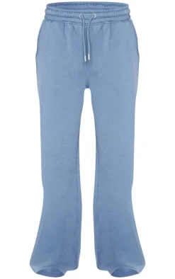 Dusty Blue Drawcord Wide Leg Sweatpants