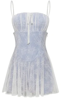 Dusty Blue Lace Detail Floaty Romper