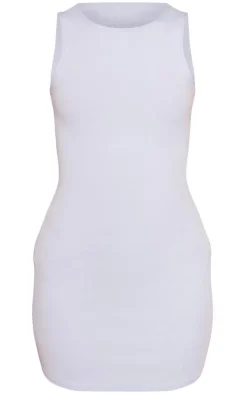 Dusty Blue Soft Rib Cut Out Tie Back Bodycon Dress