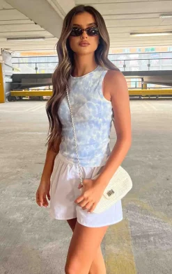 Dusty Blue Washed Rib Longline Racer