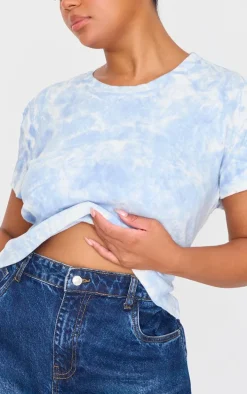 Dusty Blue Washed Rib Open Back T Shirt