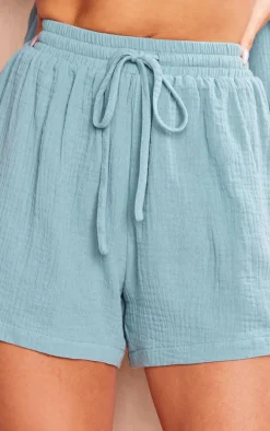 Dusty Blue Woven Floaty Shorts