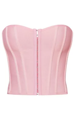 Dusty Pink Bandage Hook And Eye Structured Corset