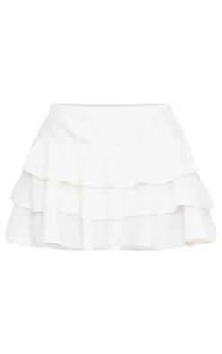 Ecru Brushed Rib Rara Mini Skirt