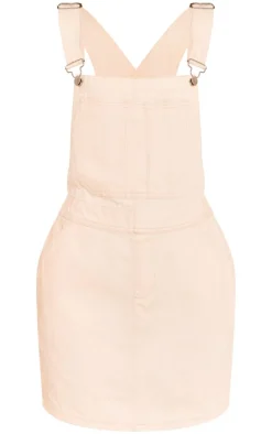 Ecru Denim Pinafore Dungaree Dress