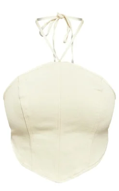 Ecru Hanky Hem Halterneck