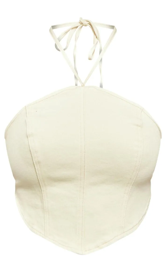 Ecru Hanky Hem Halterneck