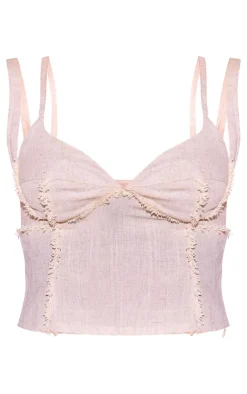 Ecru Linen Look Corset Look Top