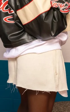 Ecru Low Rise Micro Mini Tennis Denim Skirt