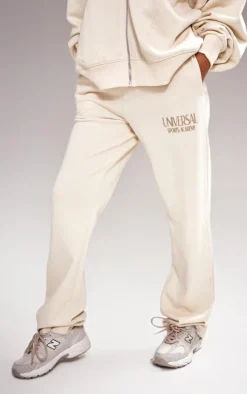 Ecru Premium Tonal Print Straight Leg Sweatpants