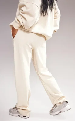 Ecru Premium Tonal Print Straight Leg Sweatpants