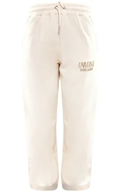 Ecru Premium Tonal Print Straight Leg Sweatpants