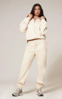 Ecru Premium Zip Up Oversized Hoodie