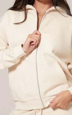 Ecru Premium Zip Up Oversized Hoodie