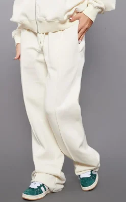 Ecru Washed Seam Detail Straight Leg Sweatpants