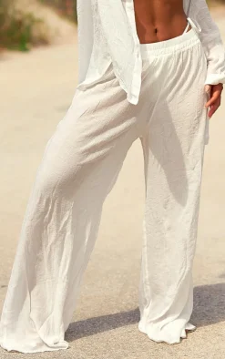 Ecru Wide Leg Beach Floaty Pants