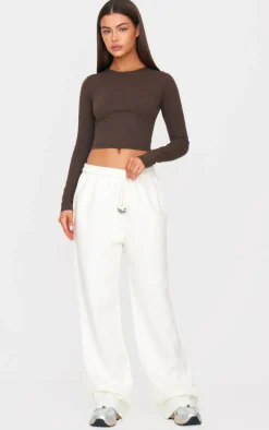 Espresso Sculpt Long Sleeve Crop Gym Top