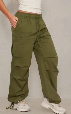 Forest Green Pocket Detail Pintuck Cargo Joggers