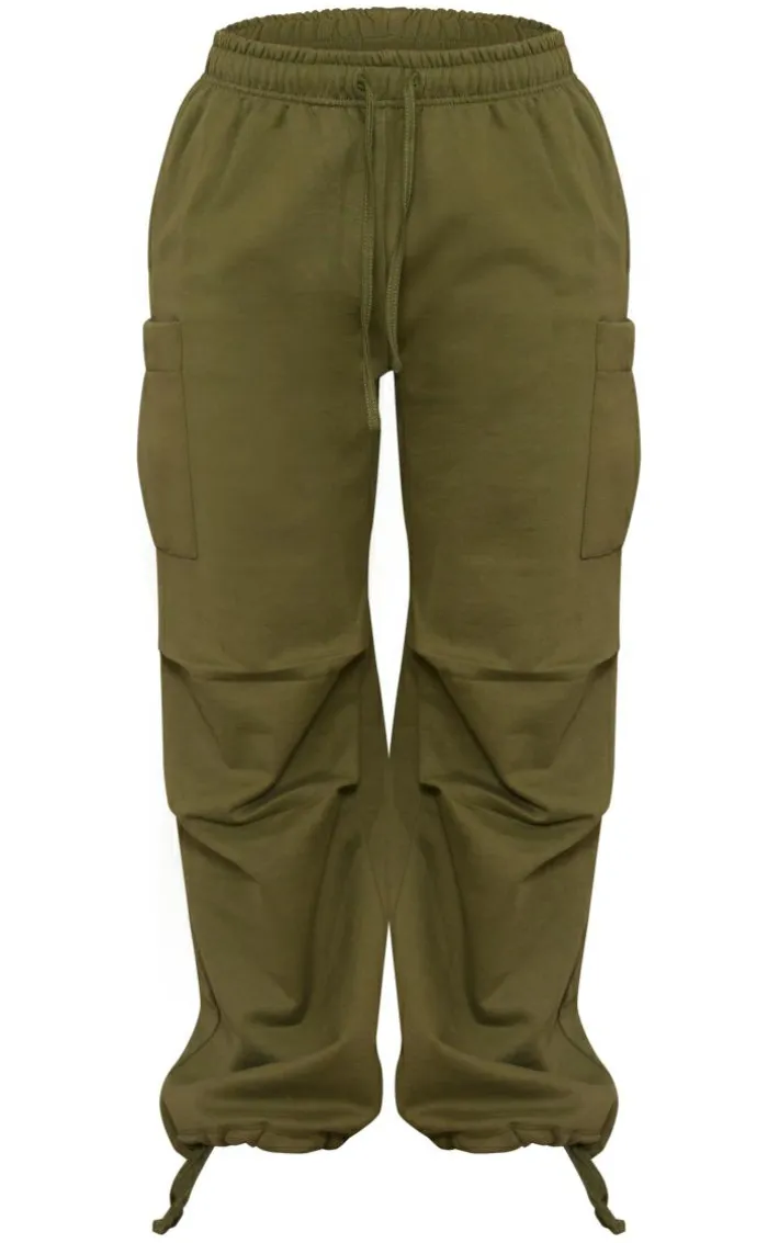 Forest Green Pocket Detail Pintuck Cargo Joggers
