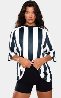Forest Green Striped Oversized Football T-shirt
