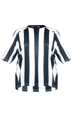 Forest Green Striped Oversized Football T-shirt