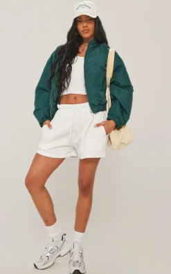 Forest Green Zip Up Puffer Bomber Jacket