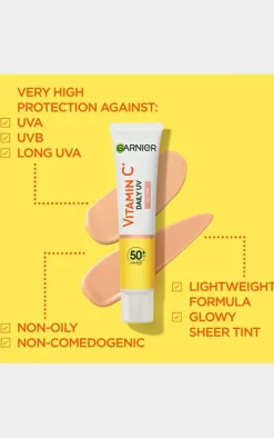 Garnier Vitamin C Uv Brightening Fluid Sheer Glow For Face And Neck Spf50+