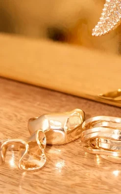 Gold Abstract Texture Ring Multipack