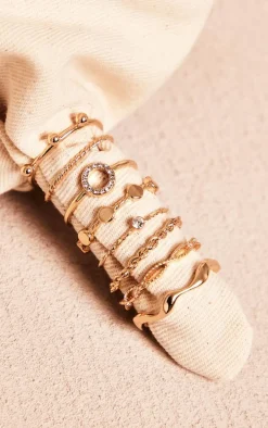 Gold Assorted Shape Twist Ring Set