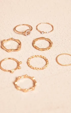 Gold Assorted Shape Twist Ring Set