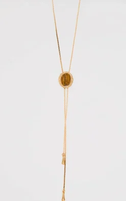 Gold Chain Jewel Pendant Long Necklace