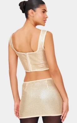 Gold Chain Sequin Corset Top
