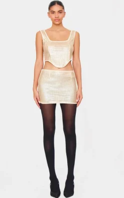 Gold Chain Sequin Corset Top