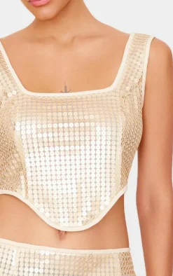 Gold Chain Sequin Corset Top
