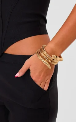 Gold Chain Snake Wrap Around Bangle