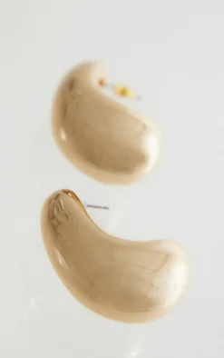 Gold Chunky Flat Curved Earrings
