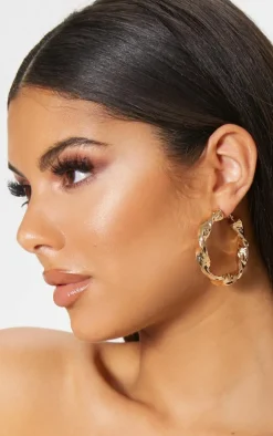 Gold Chunky Twist Hoop Earrings