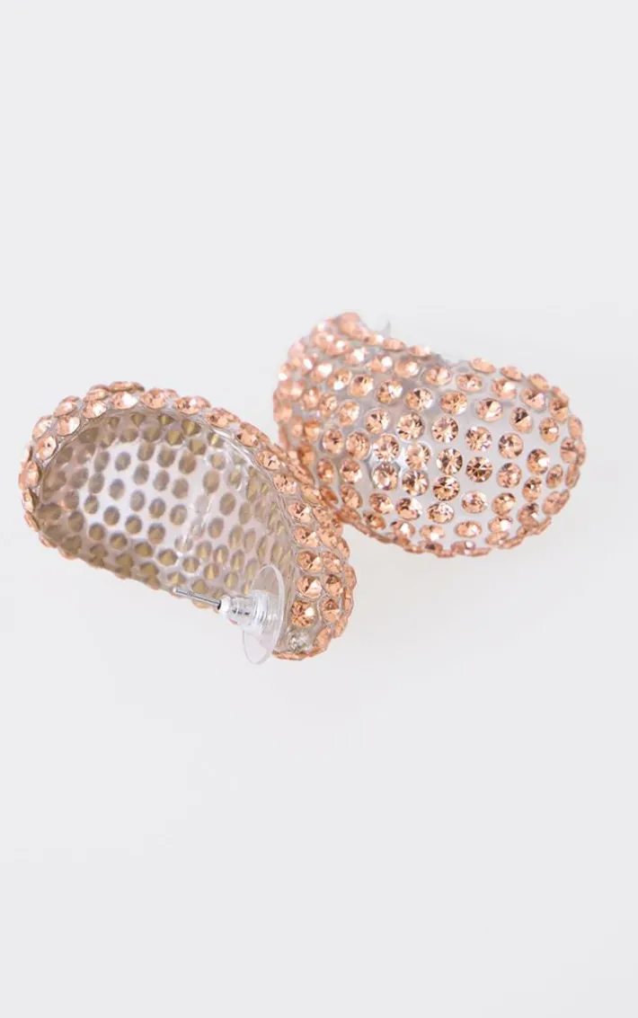 Gold Clear Diamante Teardrop Stud Earrings
