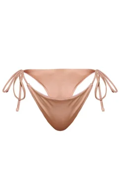 Gold Contract Stitch Tie Side Bikini Bottoms