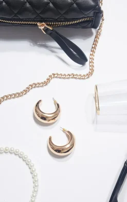 Gold Curved Hoop Earrings