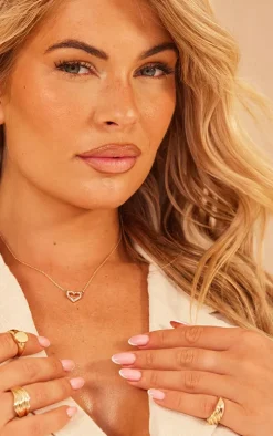 Gold Dainty Diamante Heart Necklace