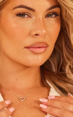 Gold Dainty Diamante Heart Necklace