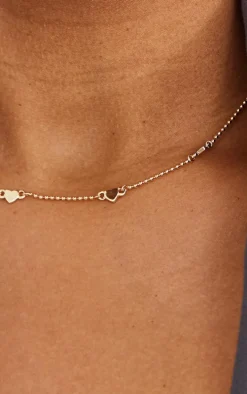 Gold Dainty Heart Short Chain Necklace